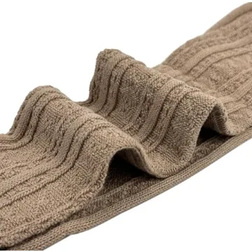 Bestjybt Cable Knit Thigh High Socks for Women