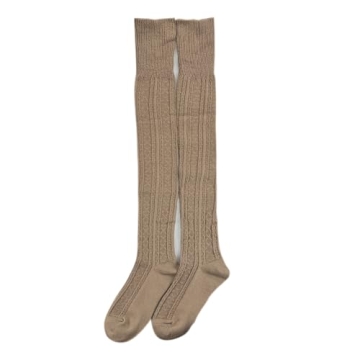 Bestjybt Cable Knit Thigh High Socks for Women