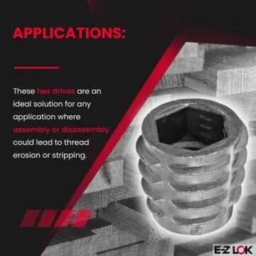 E-Z LOK Knife Threaded Insert for Soft Wood, Zinc Hex-Flush Thread Inserts M8-1.25 Internal Threads, 13mm Length Pack of 25