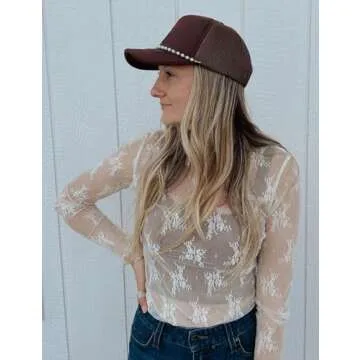 Flygo Sheer Lace Long Sleeve Top See Through Tops for Women Mock Neck Floral Blouses Shirts(Apricot-M)