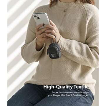 Ringke Mini Pouch Block, Small Bag for Universal Wireless Ear Buds, Durable Waterproof Keychain Acce...