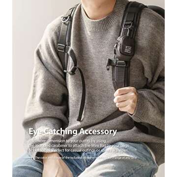 Ringke Mini Pouch Block, Small Bag for Universal Wireless Ear Buds, Durable Waterproof Keychain Accessories Compatible with AirPods Pro 2nd Generation and AirPods 4 Case - Black