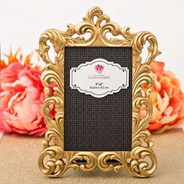 Gold Vintage Baroque Ornate Antique Picture Frames ~ Set of 3 Frames for 4 x 6 inch photos, ~ Perfec...