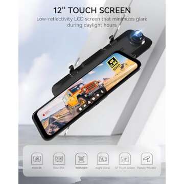 WOLFBOX G900 Mirror Dash Cam with 4K Front and 2.5K Rear