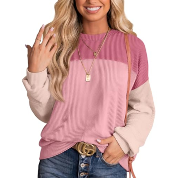 WIHOLL Womens Elastic Knit Striped Tops - Trendy Fall Style in Soft Comfort