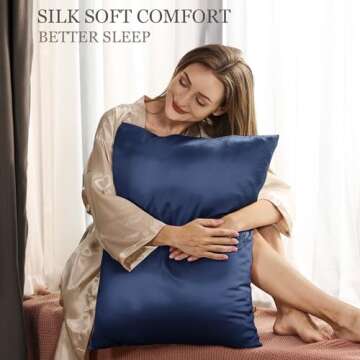 Adubor Silk Pillowcase - 100% Pure Mulberry Silk, 23 Momme 6A Grade Fibers, 900 Thread Count, Silk P...