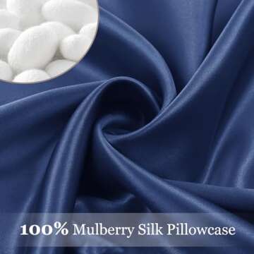 Adubor Silk Pillowcase - 100% Pure Mulberry Silk, 23 Momme 6A Grade Fibers, 900 Thread Count, Silk Pillow Cases for Hair and Skin Health, with Hidden Zipper (Standard 20''×26'', Navy Blue, 1PC)