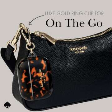 kate spade new york AirPods Pro Protective Case with Keychain Ring - Tortoiseshell, Compatible with AirPods Pro 2nd / 1st Generation