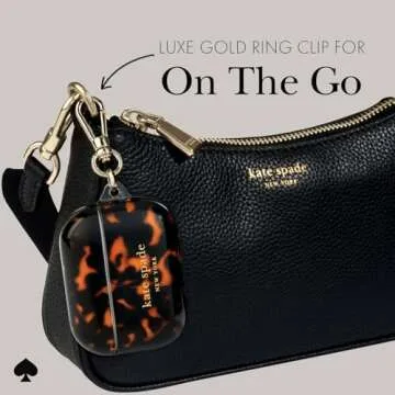 kate spade new york AirPods Pro Protective Case with Keychain Ring - Tortoiseshell, Compatible with AirPods Pro 2nd / 1st Generation