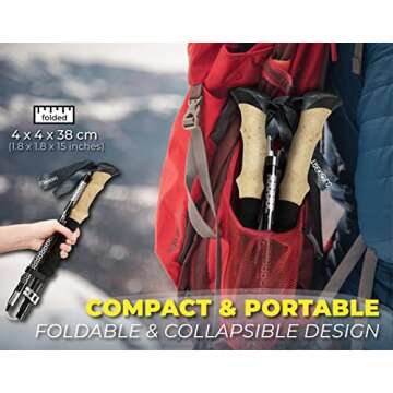 TREKOLOGY Trek-Z Collapsible Hiking & Trekking Poles - Balance Support for Seniors, Women, and Men, ...