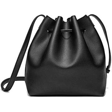 Bucket Bags for Women, Drawstring Bucket Purses 2 Pieces Sets Small Crossbody Purse with Cosmetic Ma...