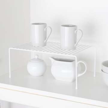 Smart Design Cabinet Storage Shelf Rack - Set of 6 - Medium - 8.5 x 13.25 Inch - Non-Slip Feet - Ste...