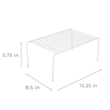 Smart Design Cabinet Storage Shelf Rack - Set of 6 - Medium - 8.5 x 13.25 Inch - Non-Slip Feet - Steel Metal Frame - Rust Resistant Coating - Cup, Dish, Counter & Pantry Organization - Kitchen - White