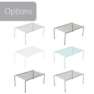 Smart Design Cabinet Storage Shelf Rack - Set of 6 - Medium - 8.5 x 13.25 Inch - Non-Slip Feet - Steel Metal Frame - Rust Resistant Coating - Cup, Dish, Counter & Pantry Organization - Kitchen - White