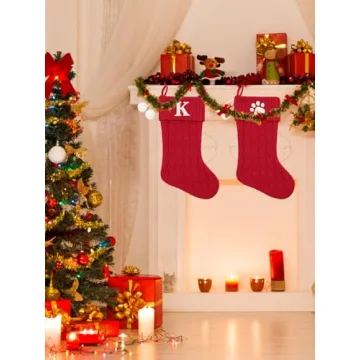 Just Jolly Personalized Red Knit Christmas Stockings – 20 Inch Spacious Stocking for Festive Decor
