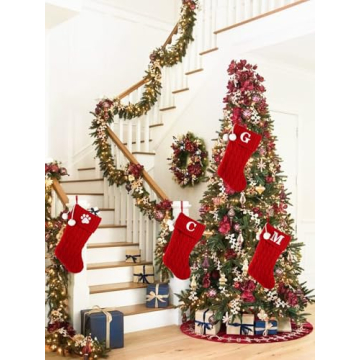 Personalized Red Knit Christmas Stockings for Holidays