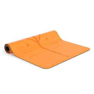 Liforme Travel Yoga mat – Free Yoga Bag, Patented Alignment System, Warrior-like Grip, Non-slip, Eco-friendly and Biodegradable, Ultra-lightweight, Sweat resistant, Long, Wide and Thick (Orange)