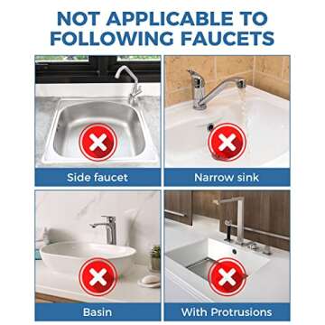 Kitchen Sink Splash Guard - Silicone Faucet Handle Drip Catcher Tray, Dish Soap Dispenser and Sponge Holder Mat Behind Faucet, Kitchen Guard Gadgets Sink Accessories for Kitchen Counter and Bathroom