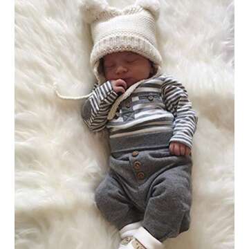 2Pcs/Set Newborn Baby Boys Outfit Long Sleeve Striped Bodysuit Romper Solid Pants Fall Winter Clothes