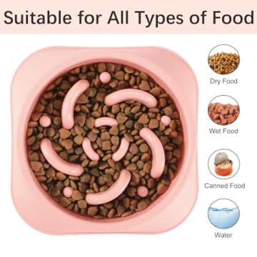 MateeyLife Slow Feeder Dog Bowls 2PCS, Anti-Choking Puzzle Dog Food Bowls, Anti-Slip Interactive Dog Feeding Bowls That Slow Down Eating, Bloat Stop Maze Dog Dishes for All Breeds Pets Pink&Purple