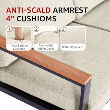 NATURAL EXPRESSIONS 4 Pieces Patio Furniture Sets,Metal Outdoor Patio Furniture Sets,Outdoor Section...