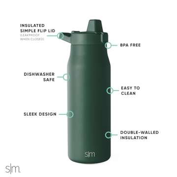 Simple Modern Filtered Water Bottle | 34oz Insulated Stainless-Steel Travel Bottle