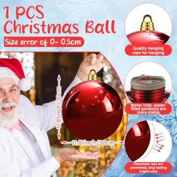 VercanMonth Oversized Red Christmas Ball Ornaments for Festive Decor
