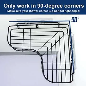 Huryfox Corner Shower Caddy Bathroom Organizer Shower Shelf with Hooks, Adhesive Shower Shelves, Wall Mounted Shampoo Holder, 2 Pack Shower Racks for Inside Shower, Black