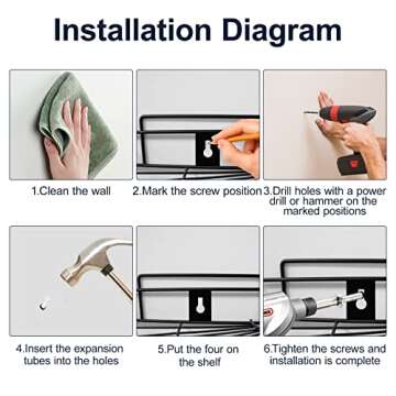 Huryfox Corner Shower Caddy Bathroom Organizer Shower Shelf with Hooks, Adhesive Shower Shelves, Wall Mounted Shampoo Holder, 2 Pack Shower Racks for Inside Shower, Black