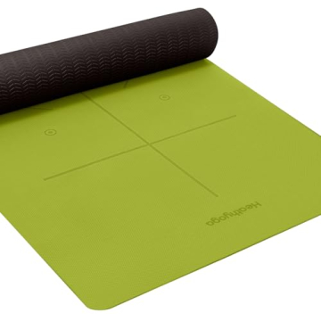 Heathyoga Eco Friendly Non Slip Yoga Mat, Body Alignment System, SGS Certified TPE Material - Textur...