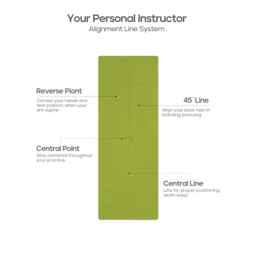 Heathyoga Eco Friendly Non Slip Yoga Mat, Body Alignment System, SGS Certified TPE Material - Textured Non Slip Surface and Optimal Cushioning,72"x 26" Thickness 1/4" Grass Green