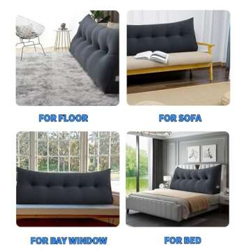 SRXBYWS Headboard Pillow Queen,Queen Size Backrest Pillow,Wedge Headboard Pillow Queen,Backrest Positioning Support Pillow,Removable Pillow Cover,Chenille Fabric,-Beige（Queen-59"*9"*23.6"