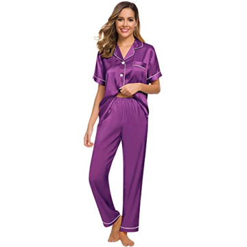 Luxurious SWOMOG Women Satin Pajamas Set for Comfort