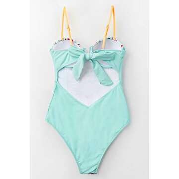 Mint Blue Floral One Piece Swimsuit by CUPSHE