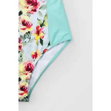 Mint Blue Floral One Piece Swimsuit by CUPSHE
