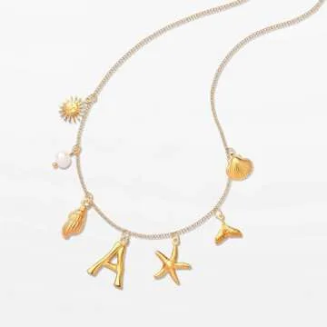 Shell Necklace & Starfish Earrings Set - Unique Gold Jewelry
