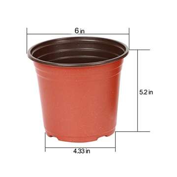 KINJOEK 110 Packs 6 Inch 0.5 Gallon Plastic Plants Nursery Pots, Flower Plant Growing Container Seed Starting Planter Bulk for Seedling Transplant Indoor Outdoor Supply, Garden Yard Park