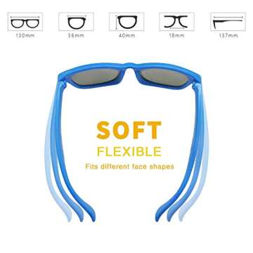 MOTOEYE SUMMER SALE Kids Polarized Sunglasses for Children Age 4-12 Years Old, Girl or Boy Styles, Pack of 2 (Boy: Sky Blue & Black)