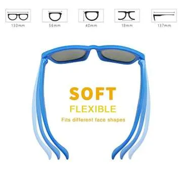 MOTOEYE SUMMER SALE Kids Polarized Sunglasses for Children Age 4-12 Years Old, Girl or Boy Styles, Pack of 2 (Boy: Sky Blue & Black)