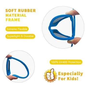 MOTOEYE SUMMER SALE Kids Polarized Sunglasses for Children Age 4-12 Years Old, Girl or Boy Styles, Pack of 2 (Boy: Sky Blue & Black)