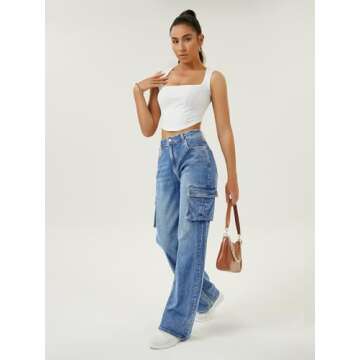 High Waisted Cargo Jeans for Women – Stylish & Comfortable