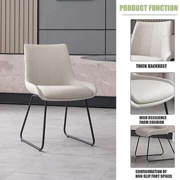 HIPIHOM Modern Dining Table Set for 6, Rectangular White Dining Sintered Stone Table and Chairs Set 6 for Home, Kitchen, Living Room, Dining Room (Table+6 Off-White Chairs)