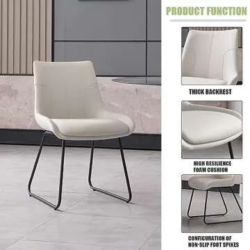 HIPIHOM Modern Dining Table Set for 6, Rectangular White Dining Sintered Stone Table and Chairs Set 6 for Home, Kitchen, Living Room, Dining Room (Table+6 Off-White Chairs)