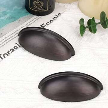 Probrico (12 Pack Modern Drawer Pulls Oil Rubbed Bronze Cabinet Handles 3 Inch(76mm) Hole Center Cab...