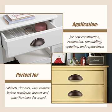 Probrico (12 Pack Modern Drawer Pulls Oil Rubbed Bronze Cabinet Handles 3 Inch(76mm) Hole Center Cabinet Cup Pulls Kitchen Cabinet Hardware Bin Cup Drawer Handles Knobs for Dresser Closet