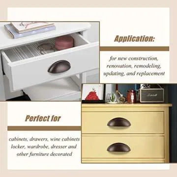 Probrico (12 Pack Modern Drawer Pulls Oil Rubbed Bronze Cabinet Handles 3 Inch(76mm) Hole Center Cabinet Cup Pulls Kitchen Cabinet Hardware Bin Cup Drawer Handles Knobs for Dresser Closet