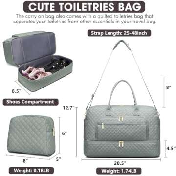 Large Women Travel Duffle Bag, Weekender Bags for Women with Shoe Compartment, Carry on Overnight Ba...