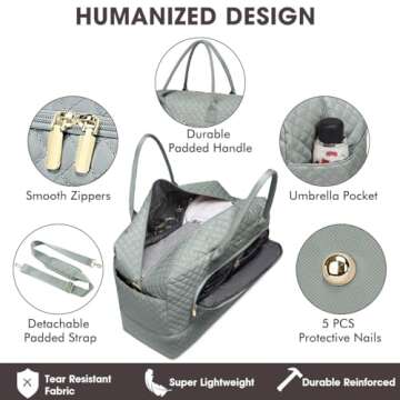 Large Women Travel Duffle Bag, Weekender Bags for Women with Shoe Compartment, Carry on Overnight Bag with Toiletry Bag, Gym Duffel Bag with Wet Pocket, Hospital Bags for Labor and Delivery