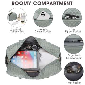 Large Women Travel Duffle Bag, Weekender Bags for Women with Shoe Compartment, Carry on Overnight Bag with Toiletry Bag, Gym Duffel Bag with Wet Pocket, Hospital Bags for Labor and Delivery