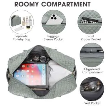 Large Women Travel Duffle Bag, Weekender Bags for Women with Shoe Compartment, Carry on Overnight Bag with Toiletry Bag, Gym Duffel Bag with Wet Pocket, Hospital Bags for Labor and Delivery